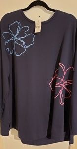 NWT Lane Bryany Navy Flower Sweater